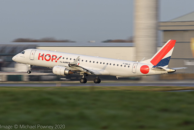 F-HBLG - 2008 build Embraer 190-100STD, departing Manchester heading back to Paris CDG