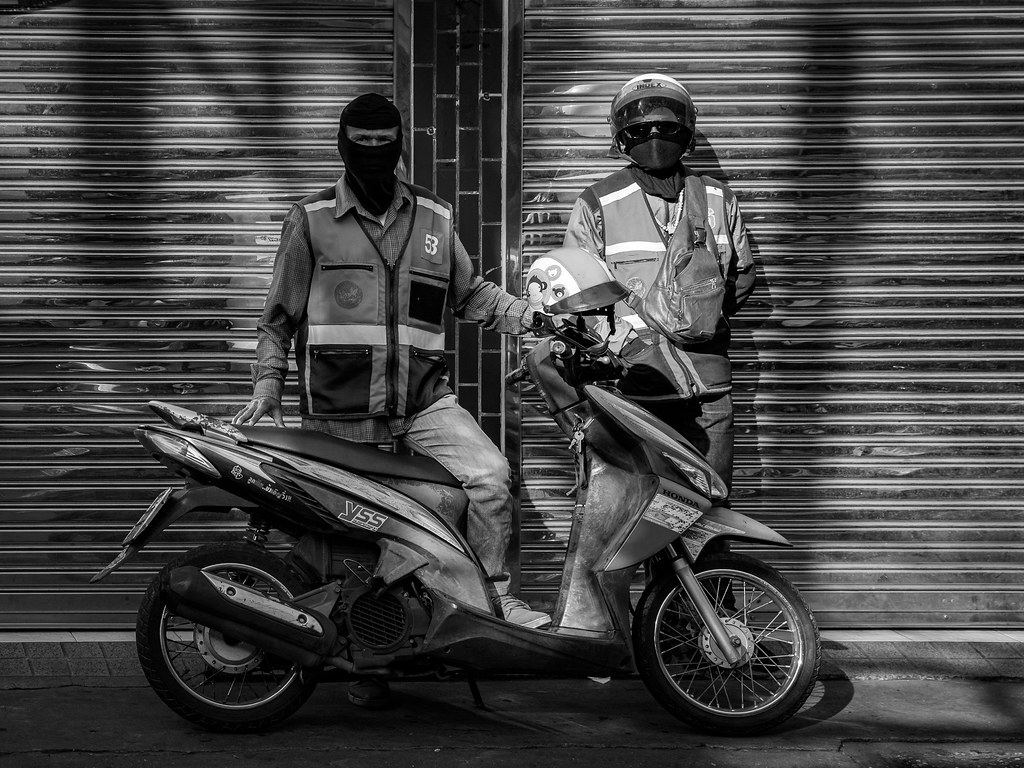 Motorcycle Taxi Drivers in B&W