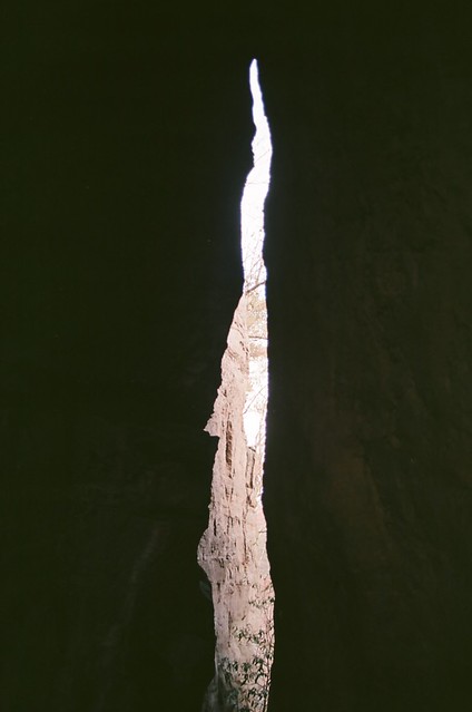 A crack in the rock.