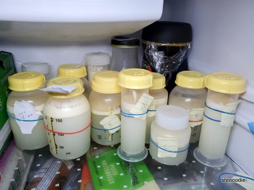 Breast milk stored in the fridge