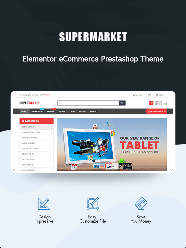 SuperMarket - Ecommerce Elementor Prestashop Electronics Theme