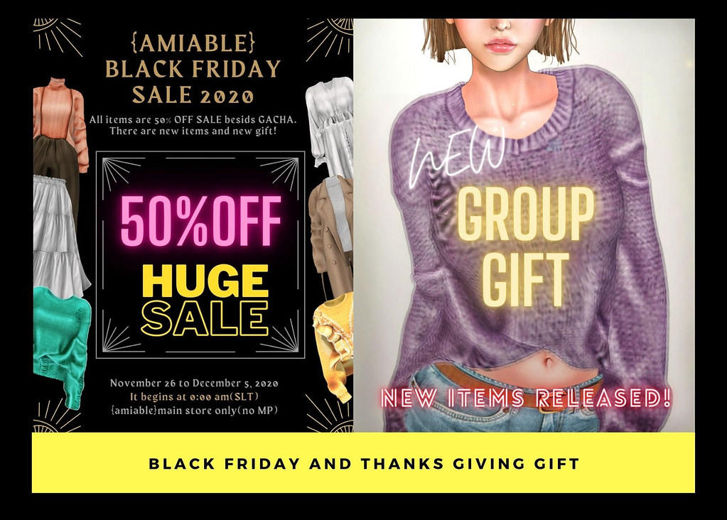 {amiable}BLACK FRIDAYSALE 2020 50%OFF SALE and GROUP GIFT@main store.