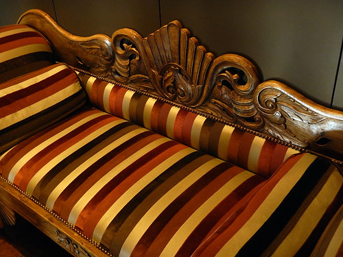 Striped sofa in the Mission Hill Winery Museum