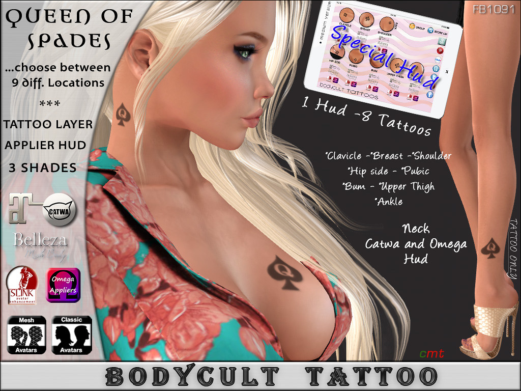 BodyCult Tattoo Queen of Spades FB1091