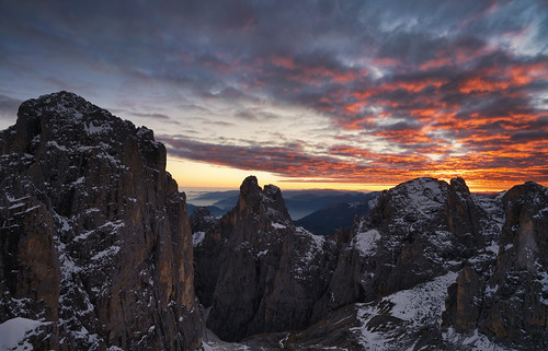 dolomites italy mountains peak sunset clouds snow alps