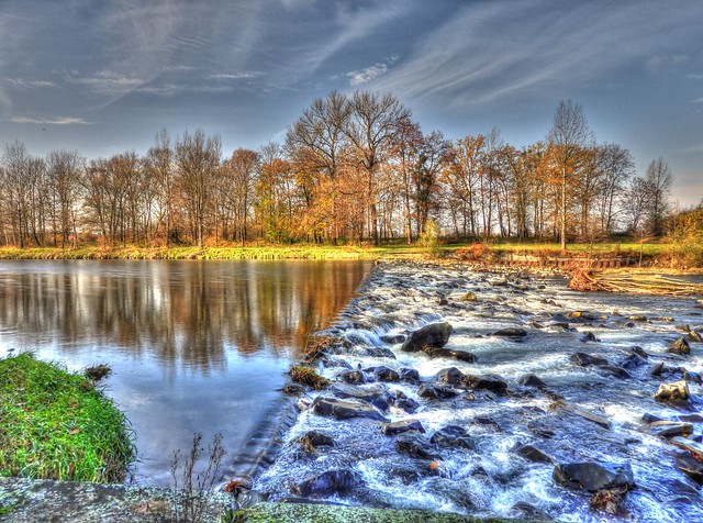 Weir at autumn time