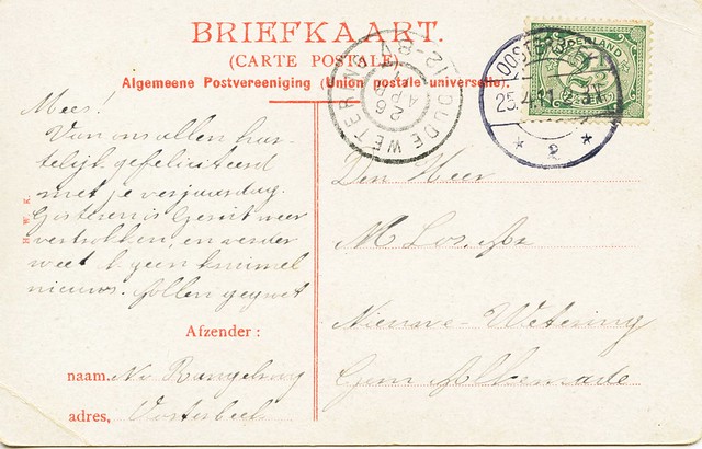 Oosterbeek Arnhem Hemelsche Berg eendenvijver briefkaart uitg AP gelopen 1911 achter