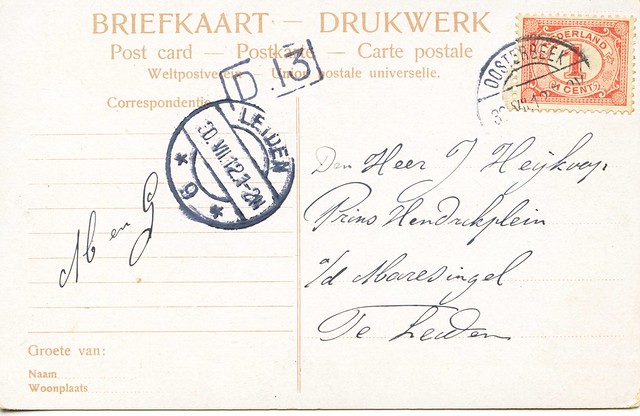 Oosterbeek Cascadedal Briefkaart Uitg onbek gelopen 1912 achter