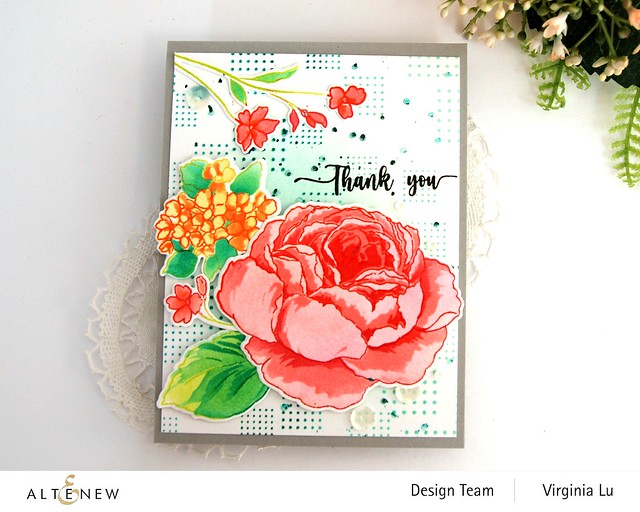 Altenew-Tranquility Rose Stamp Set-Tranquility Rose Die Set-Tranquility Rose Stencil Set-Dots and Boxes Stamp Set-003