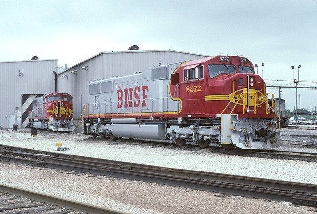 New BNSF Fakebonnet SD75M #8272 at Corwith on 6-7-1996