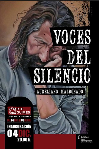 Cartel de la exposición "Voces del silencio", de Aureliano Maldonado, en la Sala de Arte Agüimes