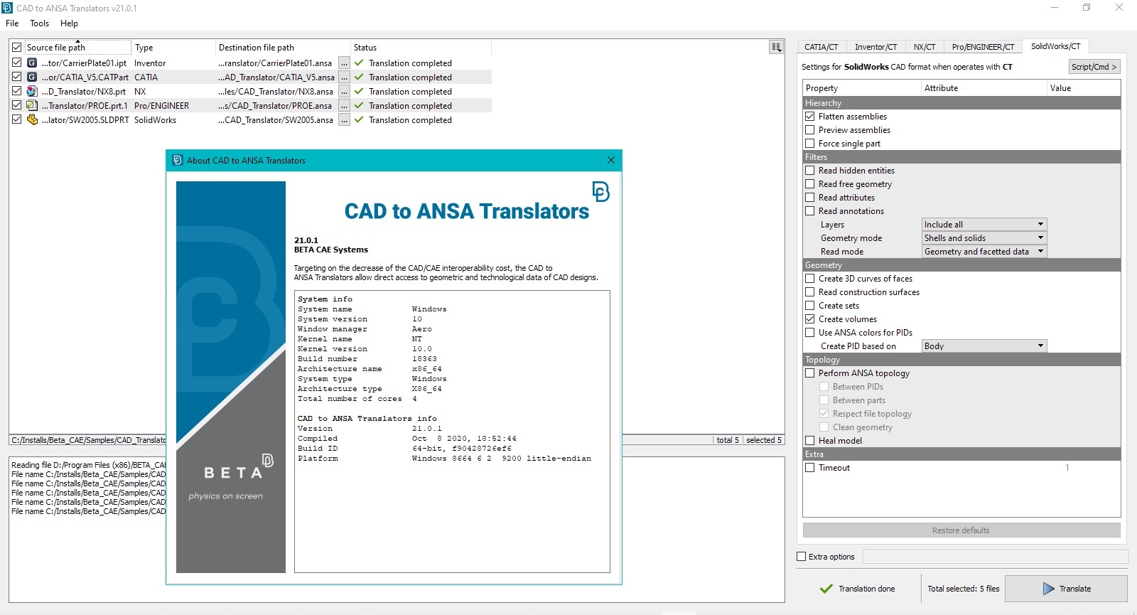 Working with BETA CAE CAD Translator v21.0.1 full