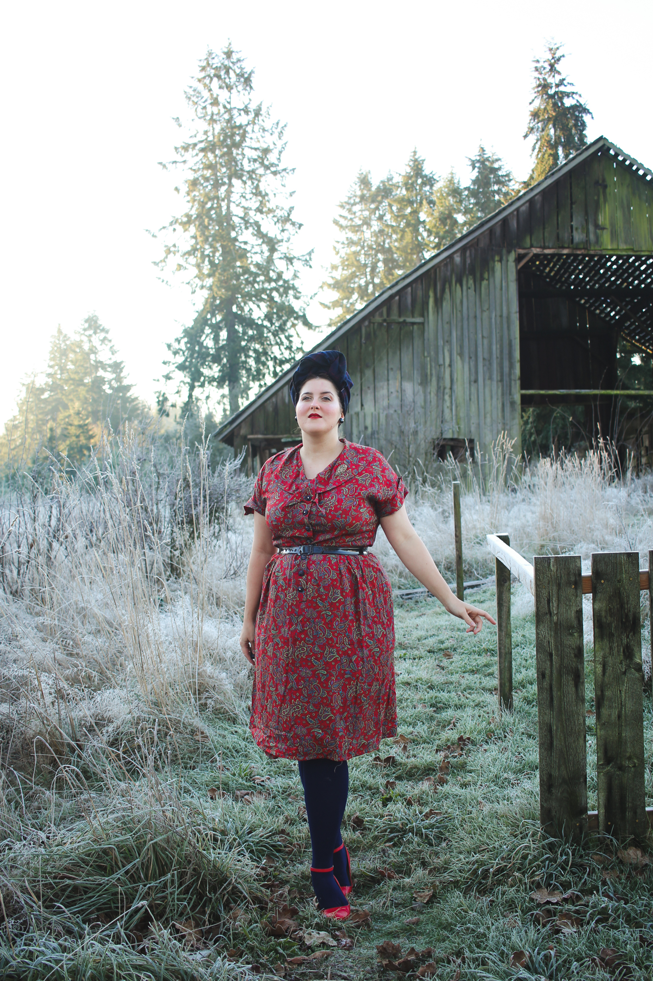 Vintage 1950s Lane Bryant red paisley dress