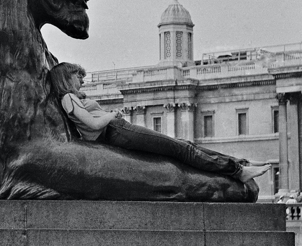 Barefoot On Landseer's Lions, Trafalgar Square, London, 4/6/1980.