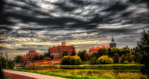 Malbork Castle:  view of the castle from the south with Lower (left) and Upper castle (right) , Malbork, Poland. 368-Edita by Yasu Torigoe, Malbork Castle, Zamek w Malborku
The Castle of the Teutonic Order in Malbork is a 13th-century Teuto