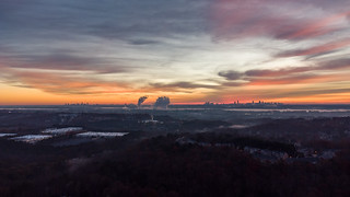 Atlanta skyline with a colorful sunrise