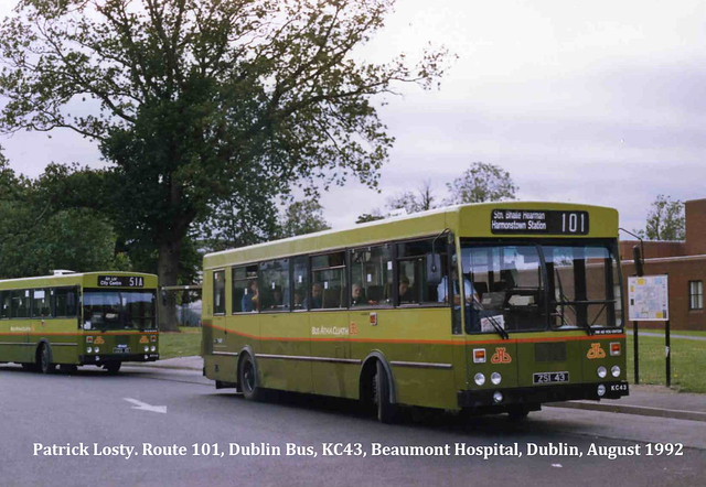 Route 101, Beaumont Hospital via Ardlea Road to Harmonstown Station, Dublin Bus, KC43, August 1992
