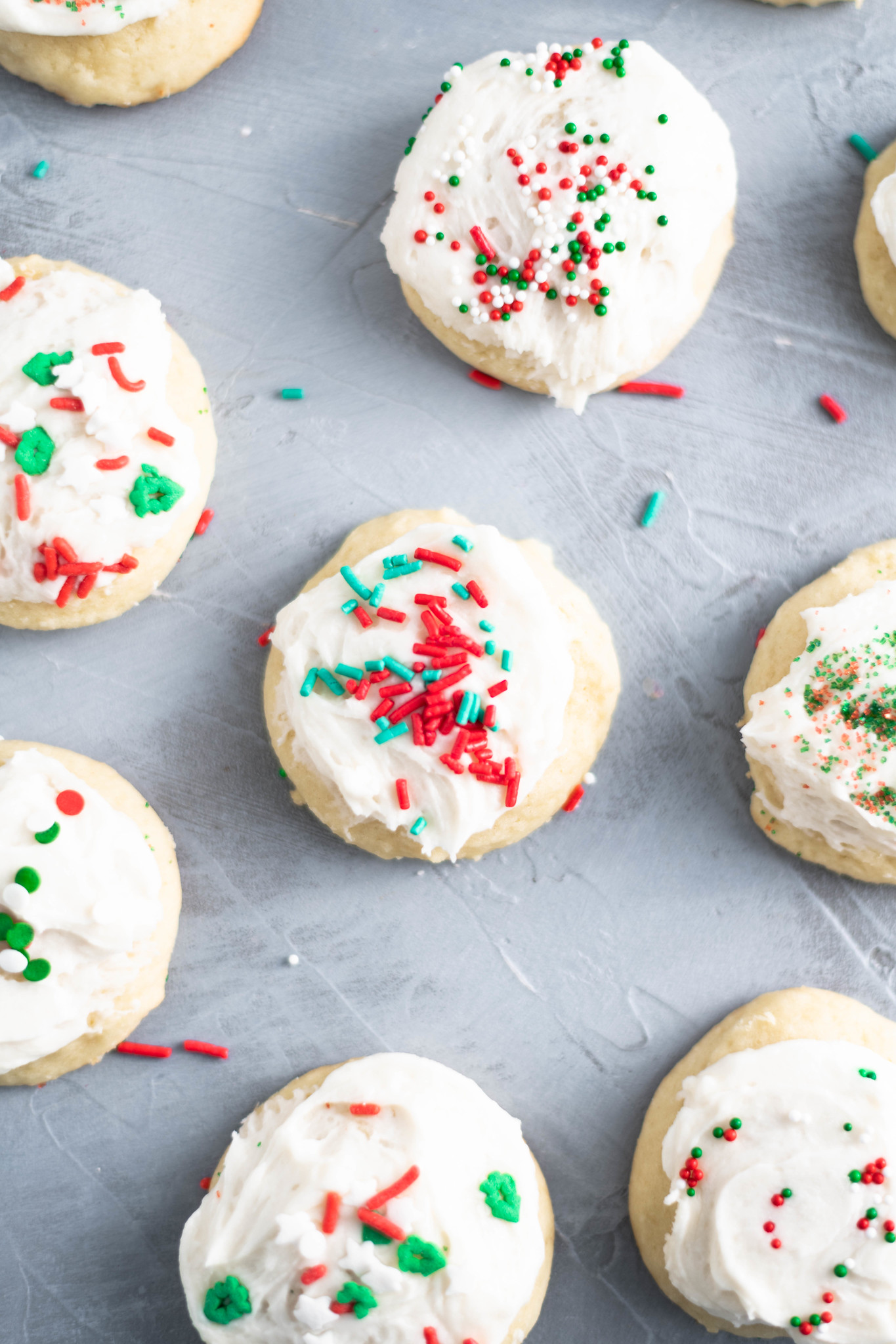 These Italian Christmas cookies are the most tender, fluffy cookie around. With a cake-like texture and a not too sweet buttercream frosting, these are the perfect Christmas cookie. 
