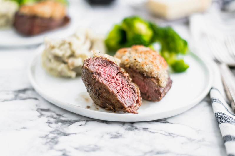 If you are having a small holiday celebration, this Parmesan Crusted Filet Mignon is a perfect option over a big traditional ham. Perfectly cooked and bursting with flavor.