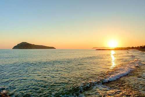 Sunrise at Agia Marina beach in Chania
