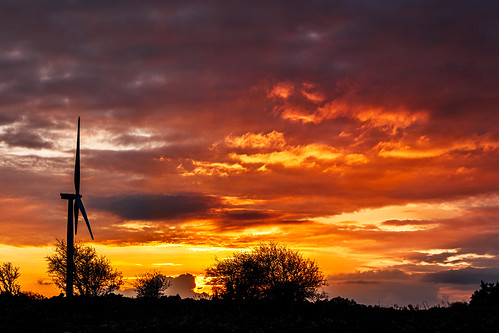 wind sky turbine landscape sunset