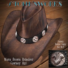 Worn Brown Reindeer CB Hat  Stone's Works