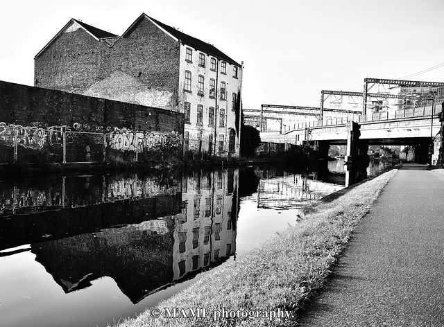 Reflections on the Leeds - Liverpool canal.