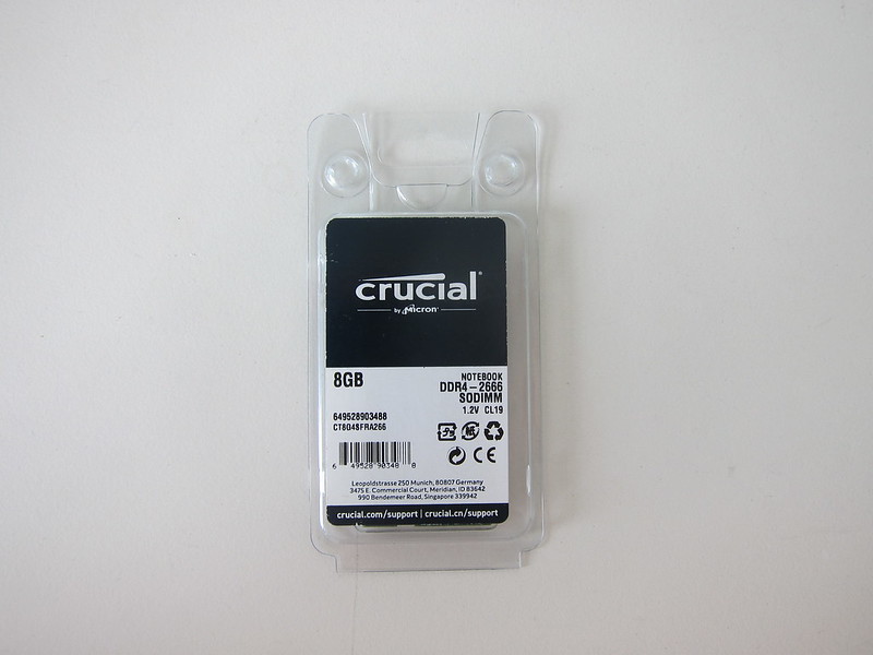 Crucial 8GB DDR4 2666 (PC4-21300) SODIMM 260-Pin RAM - Packaging Front