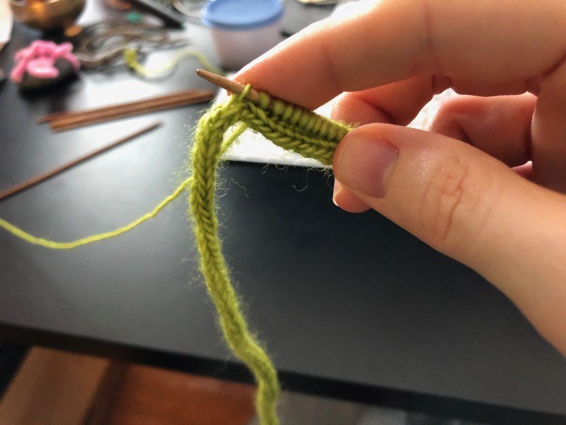 Making a star, step 2: picking up stitches along the i-cord