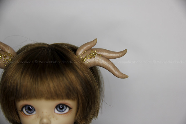 Beige deer set - antlers, tail with hooves for Pukifee