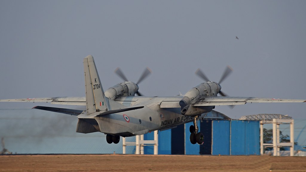 Indian AF An-32 K2704 gets airborne at Yelahanka AB, just North of Bengaluru.