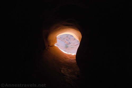 Inside of The Tunnel - it's long!  Arches National Park, Utah