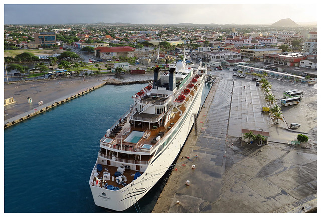 Freewinds Cruise Ship at its Dock at Sunrise - Oranjestad, Aruba