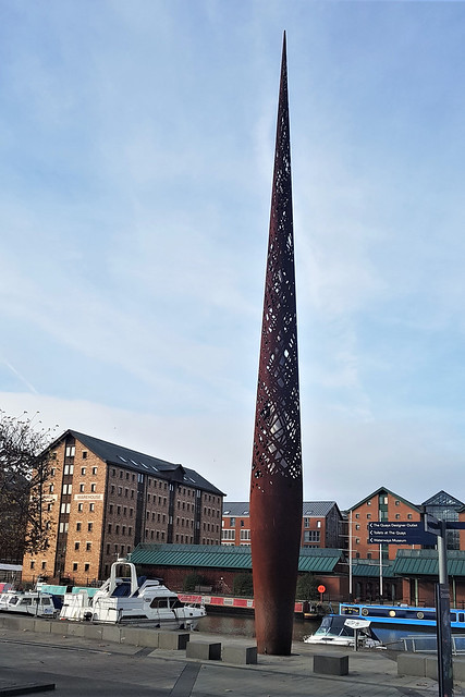 Public art in Gloucester officially named ‘The Candle’ but nicknamed ‘The Rusty Needle’.
