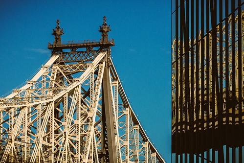vintage newyork newyorkcity ny nyc rooseveltisland queensboro bridge reflection