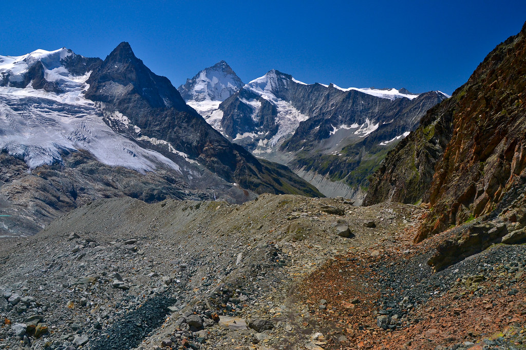 View from the Col de Milon (2990 m), Valais Alps, Switzerland