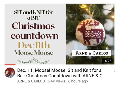 Here are two cover shots of Arne & Carlos’s Sit and Knit a Bit Christmas Countdown with a pattern for 24 new Christmas balls to knit!