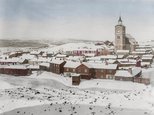 town røros landscape norway early1900s colorization