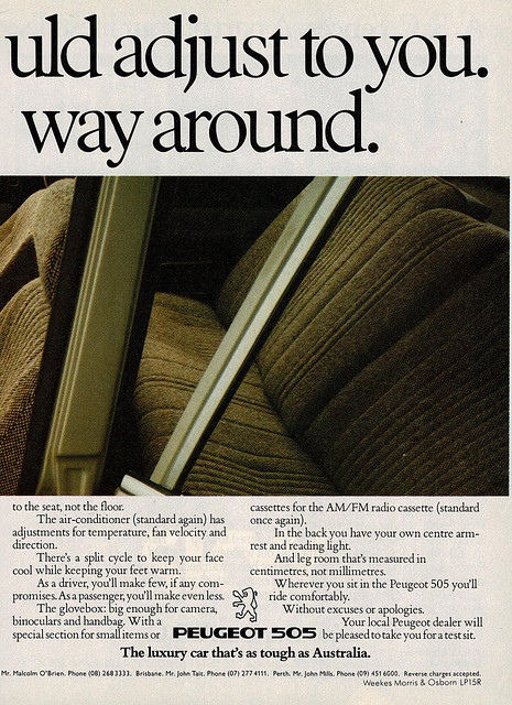 1982 Peugeot 505 Sedan Page 2 Aussie Original Magazine Advertisement