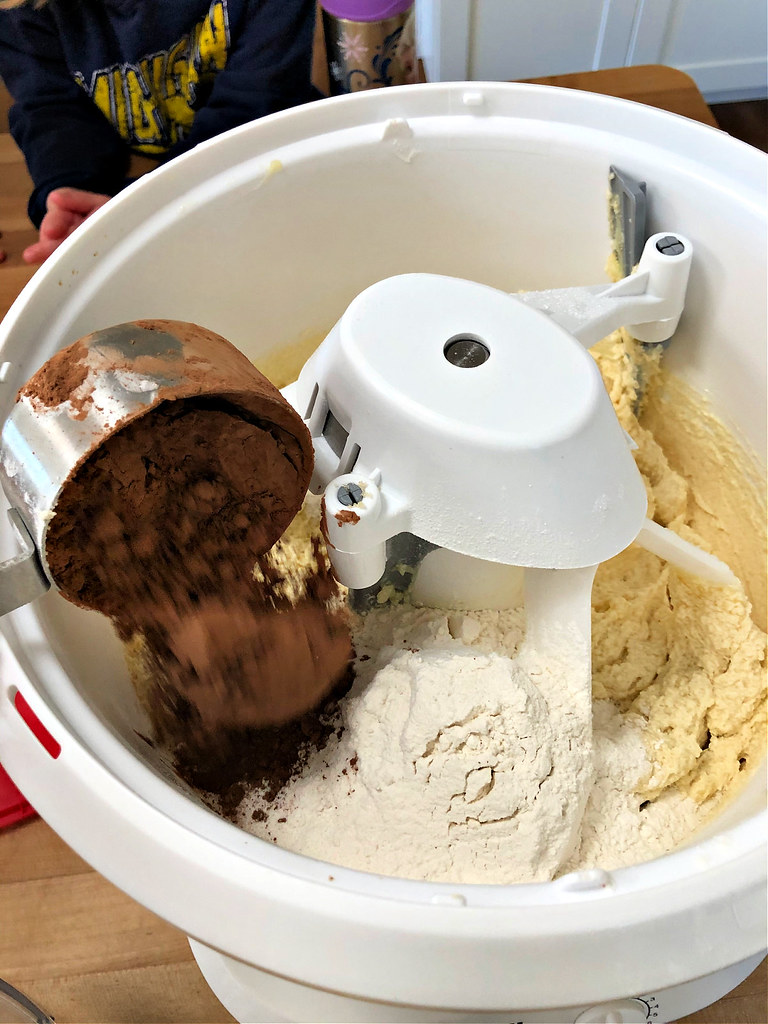 mixing in the cocoa powder