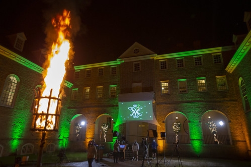 The Wren Building is aglow for the annual Yule Log celebration.