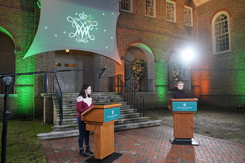 Meg Hogan '21 and Abram Clear '21 are the co-chairs for this year's first-ever virtual Yule Log celebration.