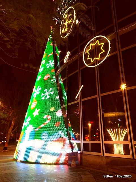 Merry Christmas street decoration of Taishin Financial Holdings, Taipei, Taiwan, Dec 11, 2020.
