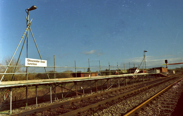 A temporary railway station at Over Junction on the outskirts of Gloucester