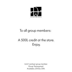 Deadwool - 500L Gift Card to all group members.