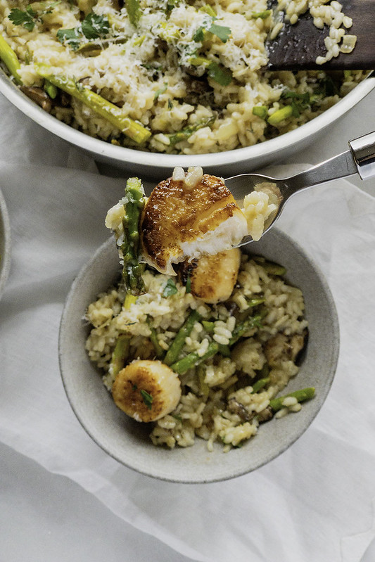 Risotto with Pan Seared Scallops (gluten-free + dairy-free)