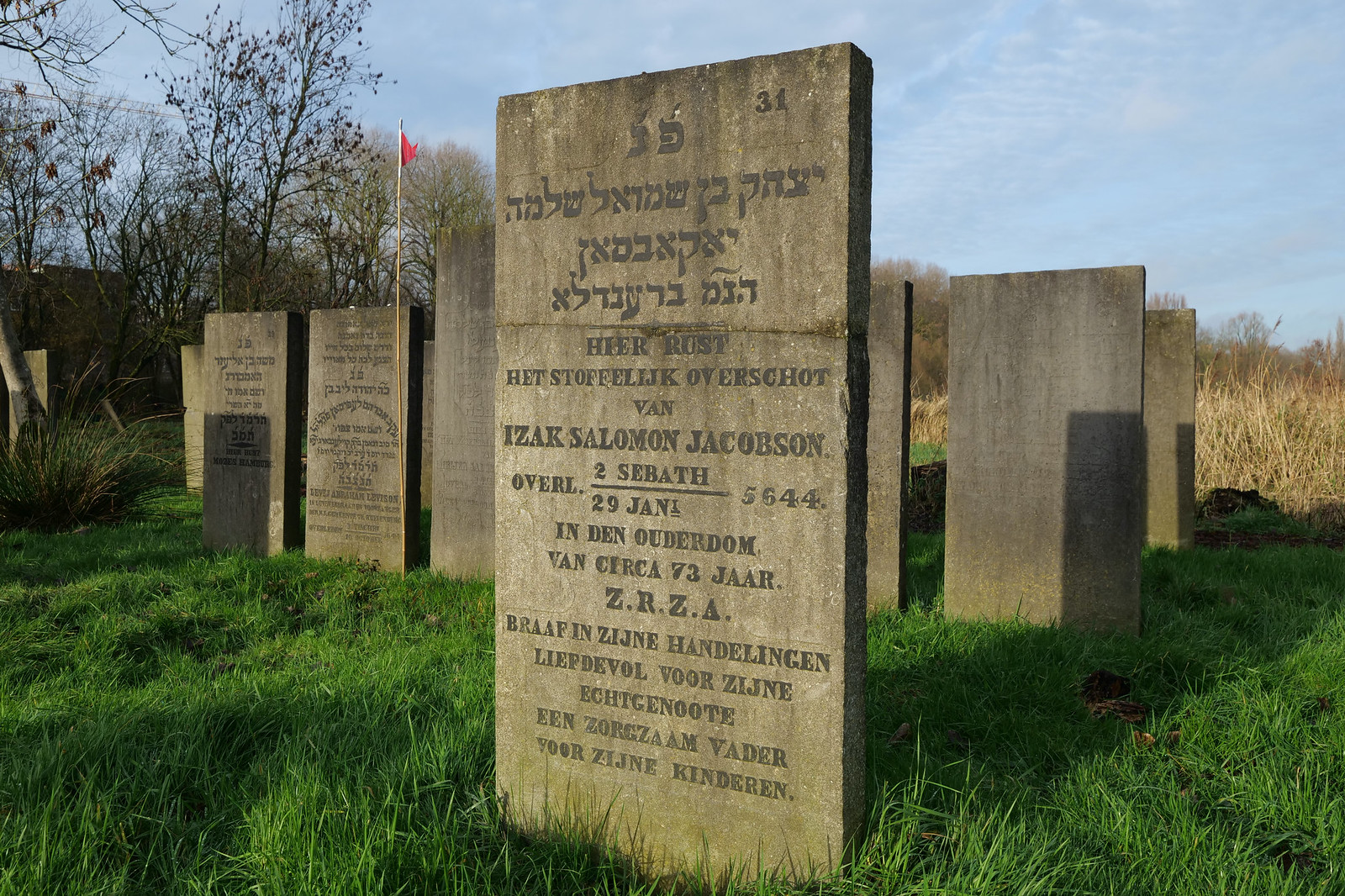 Restored gravestone of Izak Salomon Jacobson