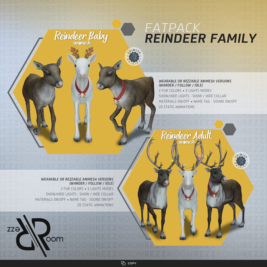 [Rezz Room] Reindeer Adult Animesh (Companion) and [Rezz Room] Reindeer Baby Animesh (Companion)