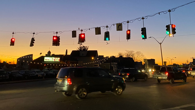 Christmas Lights over McGrath Highway in Somerville #commute