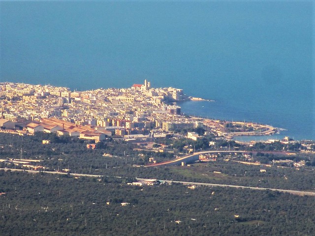 Giovinazzo and the Adriatic from flight departing Bari, Italy